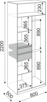Шкаф 800 мм 2-х створчатый Глэдис (модуль 22) (Риннер) в Сысерти - sysert.mebel-e96.ru