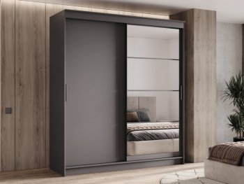 Шкаф-купе 2000 мм Гранд-1 ЛДСП/Зеркало, графит (Эра) в Сысерти - sysert.mebel-e96.ru