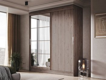 Шкаф-купе 2000 мм Гранд-1 ЛДСП/Зеркало, дуб горный (Эра) в Сысерти - sysert.mebel-e96.ru