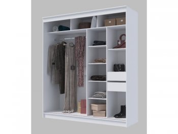 Шкаф-купе 2000 мм Гранд-1 ЛДСП/Зеркало, Белый (Эра) в Сысерти - sysert.mebel-e96.ru