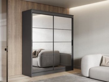 Шкаф-купе 2000 мм Гранд-1 зеркало/зеркало, графит (Эра) в Сысерти - sysert.mebel-e96.ru