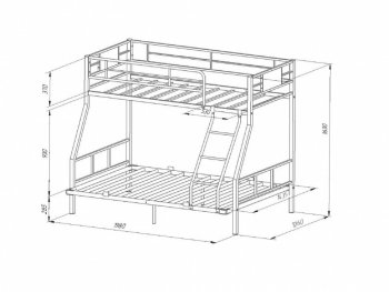 Кровать двухъярусная Гранада-1ПЯЯ 140 в Сысерти - sysert.mebel-e96.ru