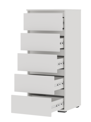 Комод Хелен КМ 03 502 5 ящиков белый (СтендМ) в Сысерти - sysert.mebel-e96.ru