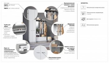 Прихожая Интер со шкафом ателье светлый/белый (Имп) в Сысерти - sysert.mebel-e96.ru