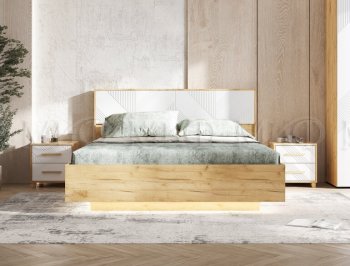 Кровать парящая Ирис крафт/белый с подсветкой (Миф) в Сысерти - sysert.mebel-e96.ru