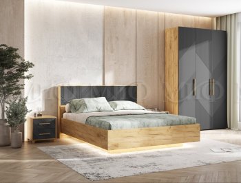 Кровать парящая Ирис крафт/графит(Миф) в Сысерти - sysert.mebel-e96.ru