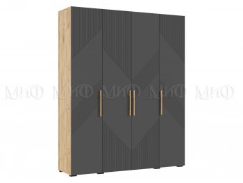 Шкаф 1800 мм Ирис с антресолью крафт/графит (Миф) в Сысерти - sysert.mebel-e96.ru