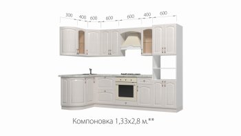 Кухонный гарнитур Кантри 1330*2800 мм в Сысерти - sysert.mebel-e96.ru