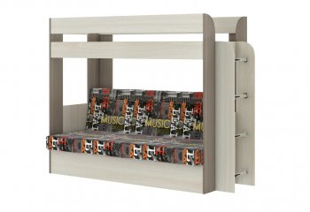 Кровать 2-х ярусная с диваном Карамель 75 шимо (Музыка) в Сысерти - sysert.mebel-e96.ru