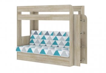 Кровать 2-х ярусная с диваном Карамель 75 сонома (NILS MINT) в Сысерти - sysert.mebel-e96.ru