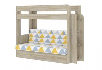Кровать 2-х ярусная с диваном Карамель 75 сонома (Otto Yellow) в Сысерти - sysert.mebel-e96.ru