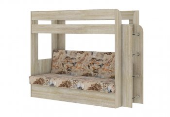 Кровать 2-х ярусная с диваном Карамель 75 сонома (Саванна) в Сысерти - sysert.mebel-e96.ru
