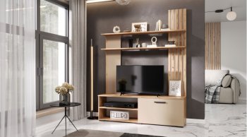 Стенка Каролина Дуб Вотан/Кашемир (Лин) в Сысерти - sysert.mebel-e96.ru
