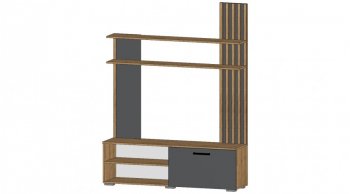 Стенка Каролина Дуб Вотан/Графит (Лин) в Сысерти - sysert.mebel-e96.ru