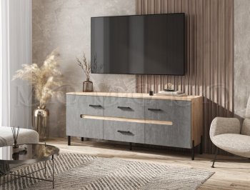 Тумба ТВ Ким бетон темный (Миф) в Сысерти - sysert.mebel-e96.ru