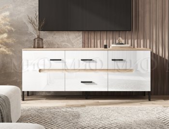 Тумба ТВ Ким белый глянец холодный (Миф) в Сысерти - sysert.mebel-e96.ru