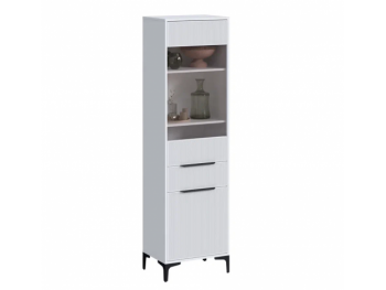 Пенал 550 мм со стеклом Кимберли белый (Handis) в Сысерти - sysert.mebel-e96.ru