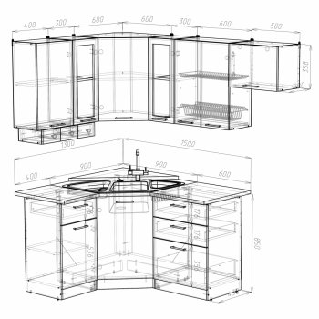 Кухонный гарнитур Кира литл 1300х2000 мм (Герда) в Сысерти - sysert.mebel-e96.ru