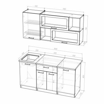 Кухонный гарнитур Кира стандарт 1600 мм (Герда) в Сысерти - sysert.mebel-e96.ru