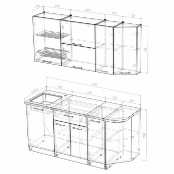 Кухонный гарнитур Кира демо 1700 мм (Герда) в Сысерти - sysert.mebel-e96.ru