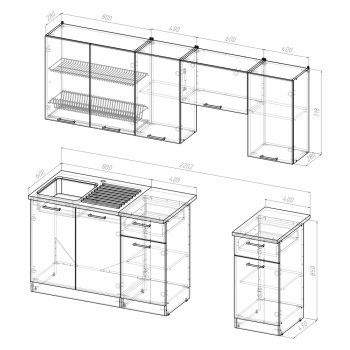 Кухонный гарнитур Кира компакт 2200 мм (Герда) в Сысерти - sysert.mebel-e96.ru