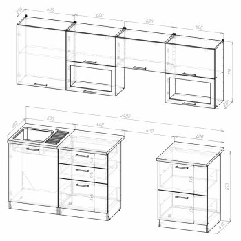 Кухонный гарнитур Кира базис 2400 мм (Герда) в Сысерти - sysert.mebel-e96.ru