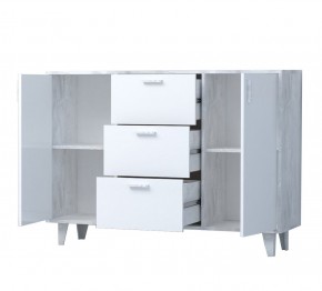 Комод Эго К-2, (на ножках) Бетон светлый/Белый глянец в Сысерти - sysert.mebel-e96.ru