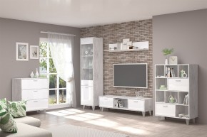 Комод Эго К-2, (на ножках) Бетон светлый/Белый глянец в Сысерти - sysert.mebel-e96.ru