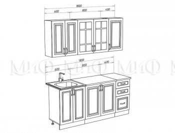 Кухонный гарнитур Констанция 1800 мм белый/джинс (Миф) в Сысерти - sysert.mebel-e96.ru