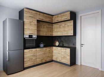 Кухонный гарнитур угловой Крафт 2200*1700 мм (Санвут) в Сысерти - sysert.mebel-e96.ru
