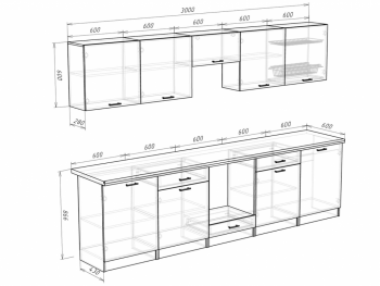 Кухонный гарнитур 3000 мм Кремона (Росток) в Сысерти - sysert.mebel-e96.ru