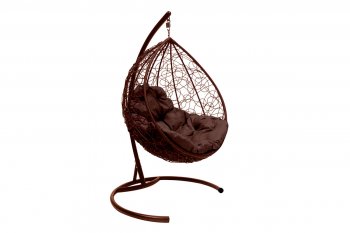 Подвесное кресло КАПЛЯ с ротангом коричневое, подушка коричневая в Сысерти - sysert.mebel-e96.ru