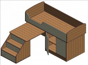 Кровать-чердак Дюймовочка-2 Дуб молочный/орех в Сысерти - sysert.mebel-e96.ru