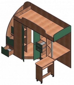 Кровать-чердак Теремок-1 Гранд  Дуб молочный/Голубой в Сысерти - sysert.mebel-e96.ru