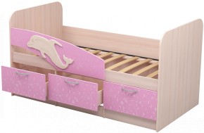 Кровать Дельфин 1,6 (Дуб молочный/фасад - Ламарти розовый) в Сысерти - sysert.mebel-e96.ru