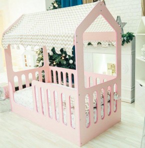 Кроватка-домик без ящика 800*1600 (Розовый) в Сысерти - sysert.mebel-e96.ru