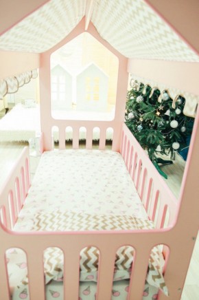 Кроватка-домик без ящика 800*1600 (Розовый) в Сысерти - sysert.mebel-e96.ru