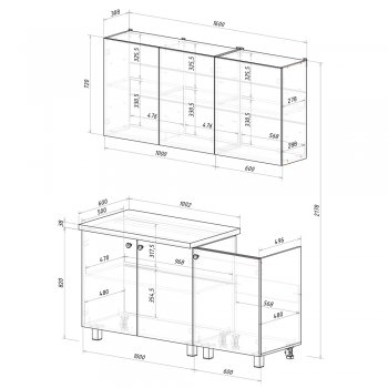 Кухонный гарнитур Куба 1600 мм (БТС) в Сысерти - sysert.mebel-e96.ru