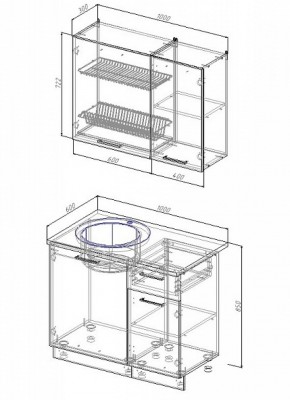 Кухонный гарнитур Антрацит 1000 в Сысерти - sysert.mebel-e96.ru