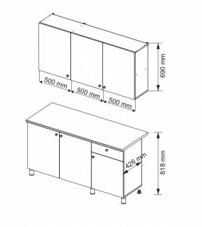 Кухонный гарнитур POINT 1500 мм (Гор) в Сысерти - sysert.mebel-e96.ru