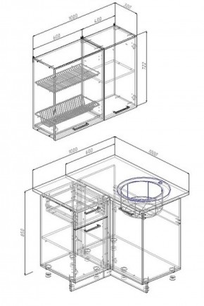 Кухонный гарнитур угловой Прима 1000*1000 в Сысерти - sysert.mebel-e96.ru