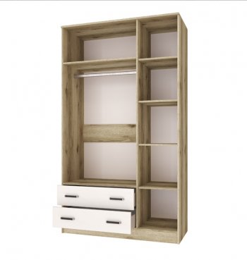 Шкаф Лагуна с антресолью делано/белый (Текс) в Сысерти - sysert.mebel-e96.ru