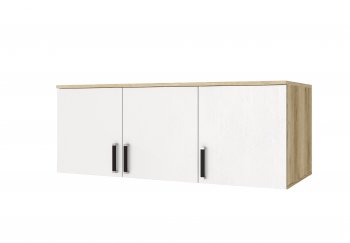 Шкаф Лагуна с антресолью с зеркалом делано/белый (Текс) в Сысерти - sysert.mebel-e96.ru