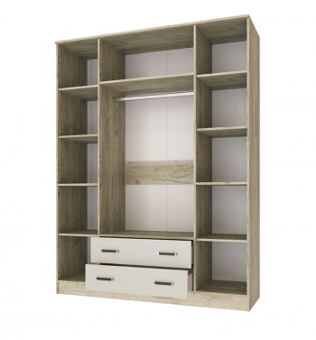 Шкаф 1600 мм Лагуна с антресолью крафт серый/кашемир (Текс) в Сысерти - sysert.mebel-e96.ru