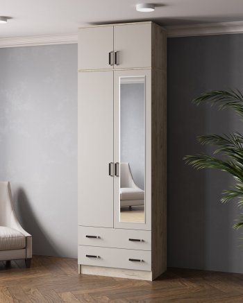 Шкаф 800 мм Лагуна с антресолью крафт серый/кашемир (Текс) в Сысерти - sysert.mebel-e96.ru