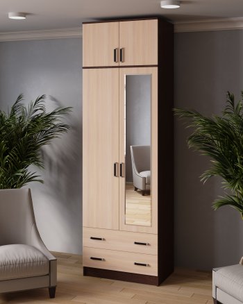 Шкаф 800 мм Лагуна с антресолью венге/дуб (Текс) в Сысерти - sysert.mebel-e96.ru