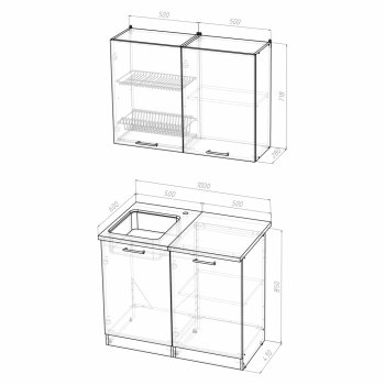 Кухонный гарнитур Лариса мини 1 1000 мм (Герда) в Сысерти - sysert.mebel-e96.ru