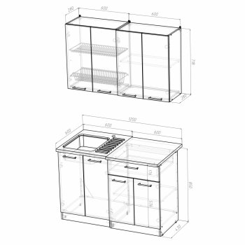 Кухонный гарнитур Лариса лайт 1 1200 мм (Герда) в Сысерти - sysert.mebel-e96.ru