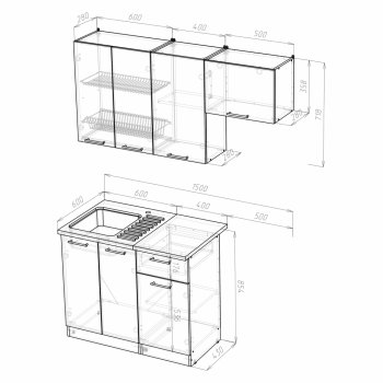 Кухонный гарнитур Лариса нормал 2 1500 мм (Герда) в Сысерти - sysert.mebel-e96.ru