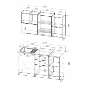 Кухонный гарнитур Лариса нормал 3 1500 мм (Герда) в Сысерти - sysert.mebel-e96.ru